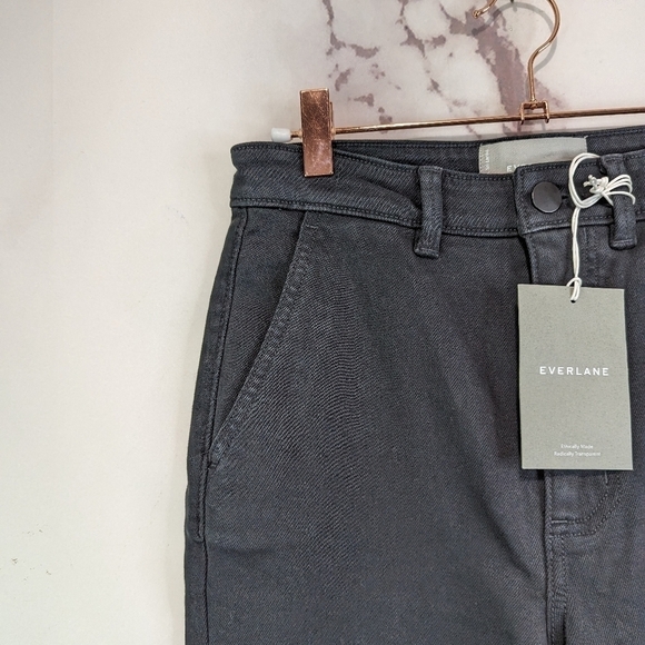 Everlane Pant The Slim Leg Crop Washed Black High Rise Stretch Ankle NEW - Picture 5 of 13
